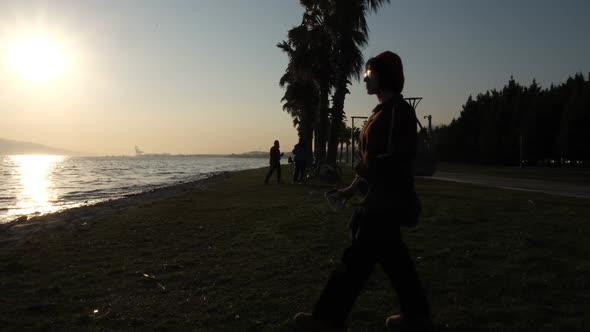 Woman Silhouette Seaside