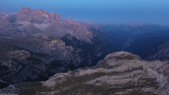 Fly Over Famous Italian Park Tre Cime Di Lavaredo