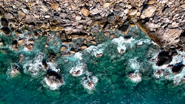 Texture of the sea and wild beach aerial view 4 K