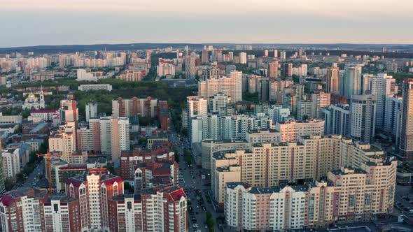 View of the City at Sunset in Summer