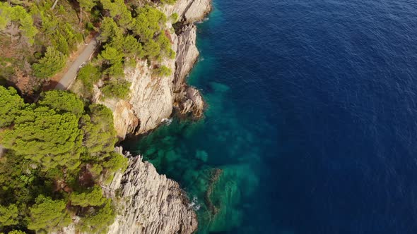 Aerial View By the Rocky Coas Adriatic Sea t in Montenegro