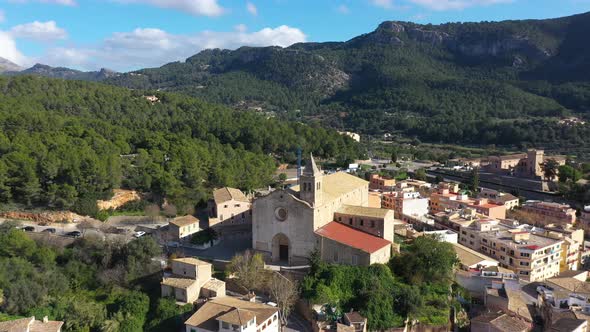 Aerial: The old town of Andratx