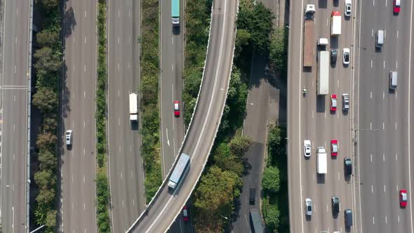 Top view of Hong Kong traffic