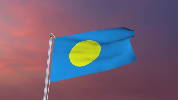 Flag Of Palau Waving 4k