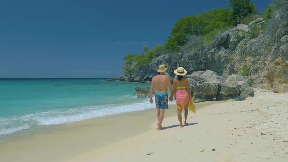 View of the White Beach Grote Knip Curacao Netherlands with a Blue Ocean Curacao Caribbean Island