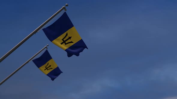 Barbados  Flags In The Blue Sky - 2K