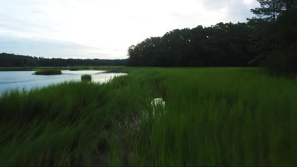 Flying low over the Calabash River NC during sunrise