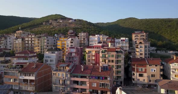 Drone Aerial View of the Typical Bulgarian Residential Buildings on the South of Bulgaria