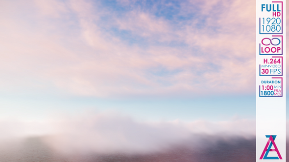 Flying Through White Pink Clouds In Blue Sky