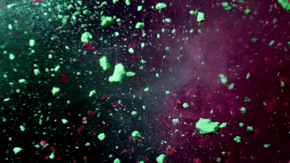 Color Powder Slow Motion of Color Mix