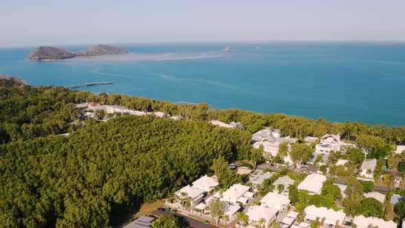 Aerial View On Palm Cove, Suburbean Town Situated On The Ocean Side, Queensland, Australia