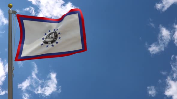 Savannah City Flag Georgia (Usa) On Flagpole