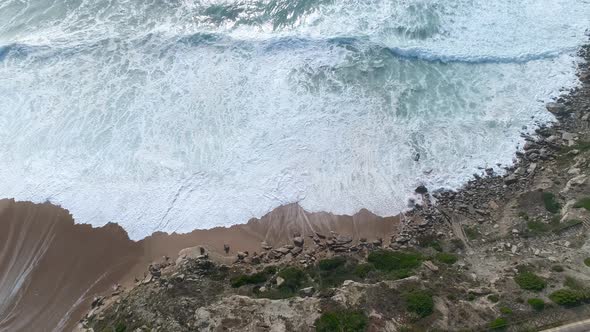 Waves on the shoreline of an Atlantic Ocean beach.