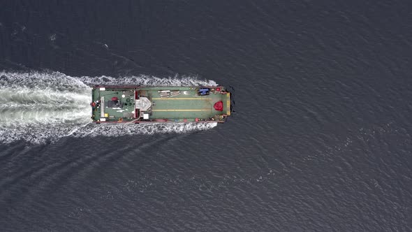 Bird's Eye View of a Commercial Ship at Sea