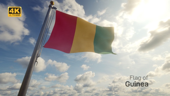 Guinea Flag on a Flagpole - 4K