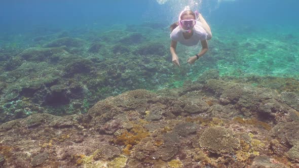 Girl Snorkelling Underwater