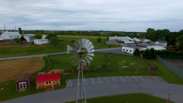 Amish Countryside Windmill by Drone