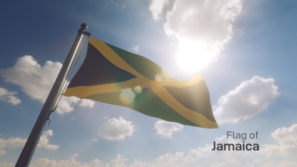 Jamaica Flag on a Flagpole V2