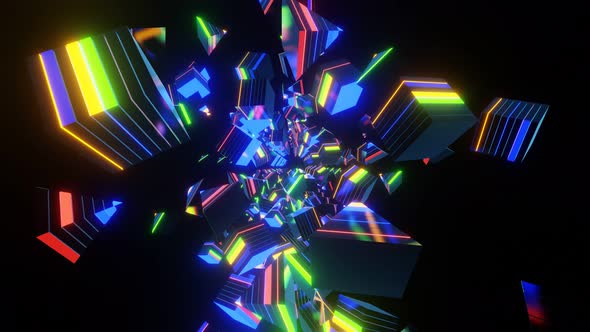 VJ Loop Abstract Background of Flashing Neon Shapes