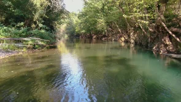 Over water footage. Clean beautiful river.