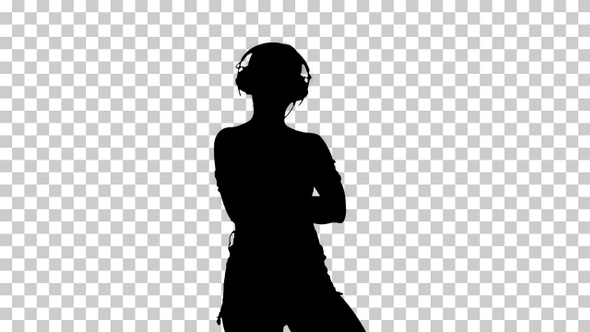 Silhouette woman with headphones, Alpha Channel