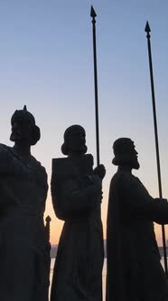 Monument To the Founders of the City in the Morning at Dawn