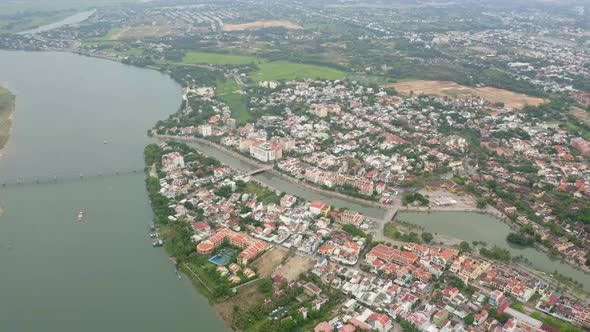 Aerial view of the Hoi An city, Vietnam