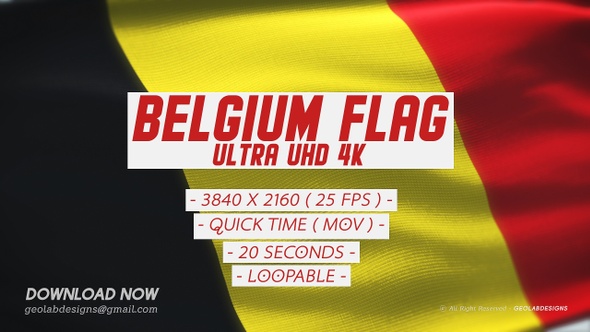 Belgium Flag - Ultra UHD 4K Loopable