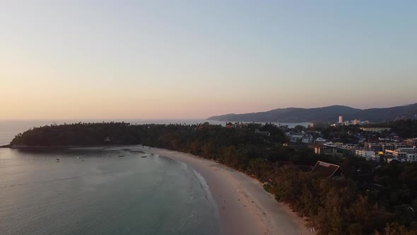 Tropical Coast Reveal Aerial at Sunset