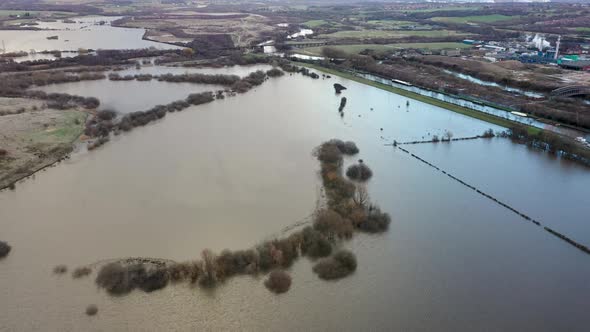 Aerial drone footage of the town of Allerton Bywater near Castleford in Leeds West Yorkshire