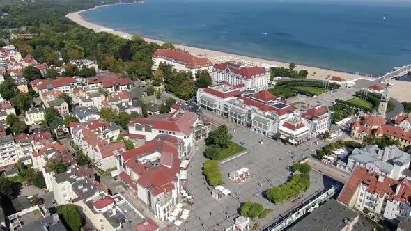 Aerial view of Sopot central square, Poland, Europe