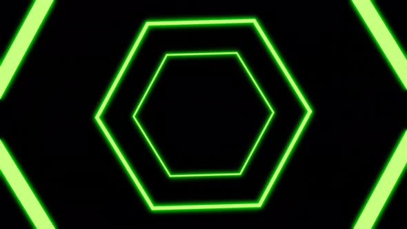 Neon Hexagon on Dark Backgroud