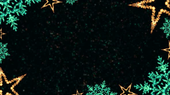 Christmas Stars and Snowflakes Glitter Lights Frame Loop