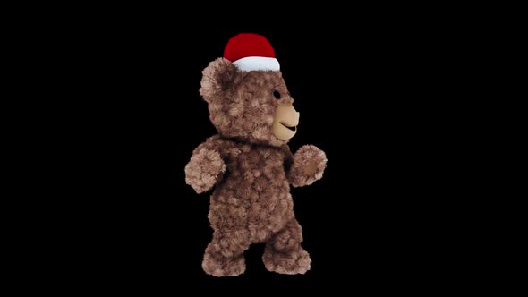 Teddy Bear Dancing Christmas Looped Alpha Channel