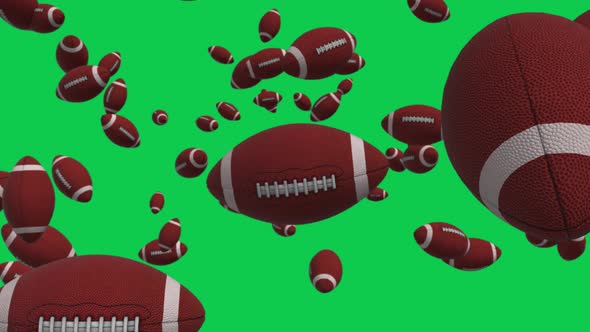 4K Football Balls Green Screen Background Seamless Loop V2