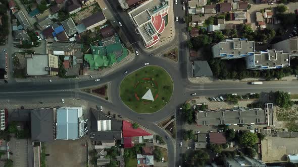  Aerial Top Down View of Traffic Jam on a Car Road and Park