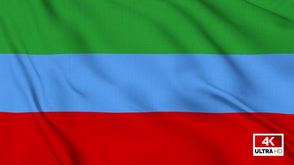 Dagestan Flag Waving Slowly Looped