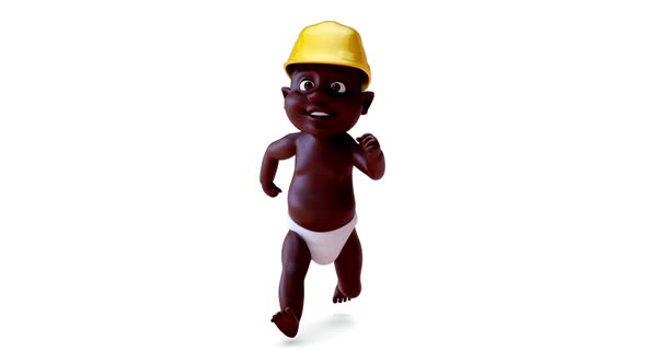 Fun 3D cartoon of a baby with a helmet