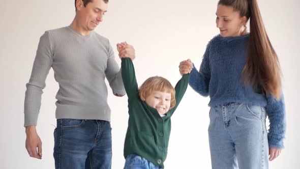 Happy Family on a White Background Isolated