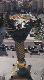 Monument on Independence Square in Kyiv Ukraine