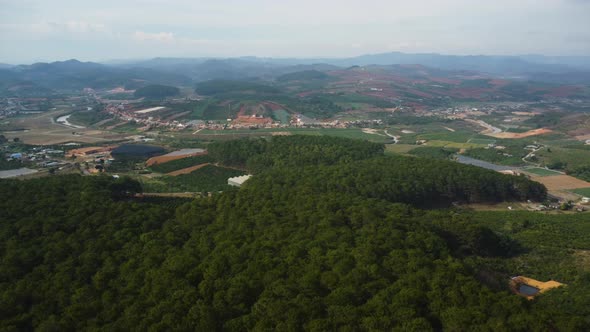 Aerial panoramic view of rural tropical landscape of Ta Nang, Vietnam