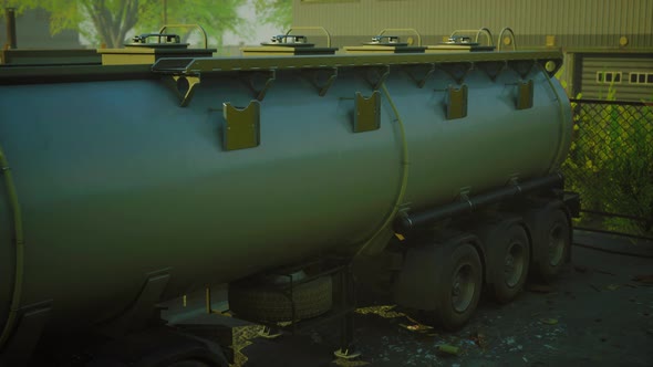 Truck with Fuel Tank and Industrial Storage Site