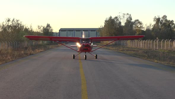 The Plane Leaves The Hangar And Goes To The Runway