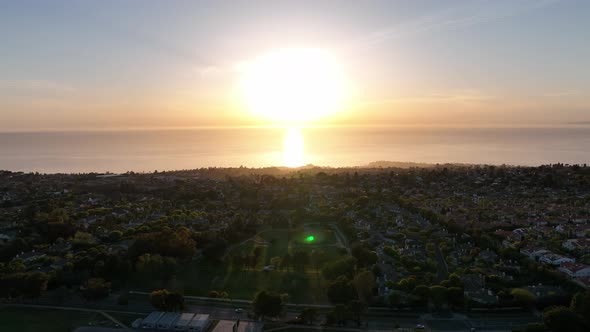 Sunset over Suburban Neighborhood