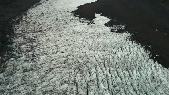 A  revealing drone footage of a glacier in iceland