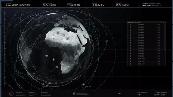 Streaming satellite network camera live feed flying above the country of Mali alt