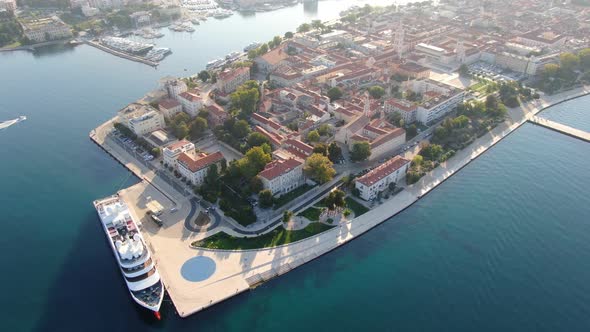 Aerial view of Zadar Old Town, famous tourist destination in Croatia, Europe