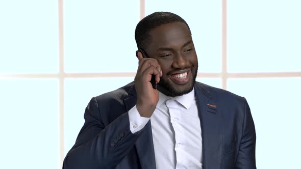 Afro American Businessman Talking on Phone.