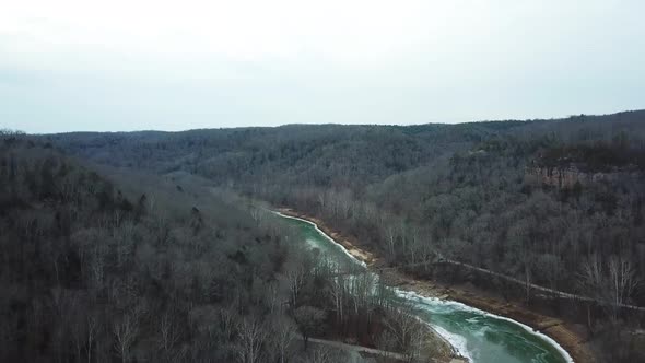 Winter Mountains, Bridge, and Cliff Landscape