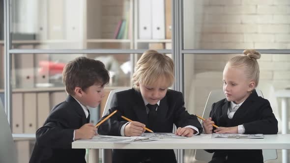 Three Little Business Children on Meeting